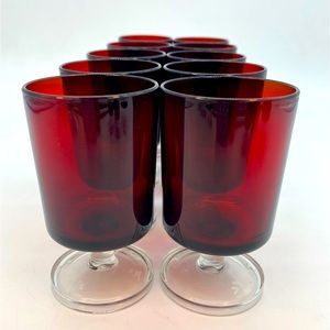10 French Luminarc Ruby Red Glasses